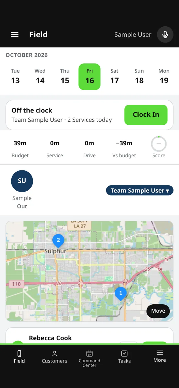Field on a phone (demo company)