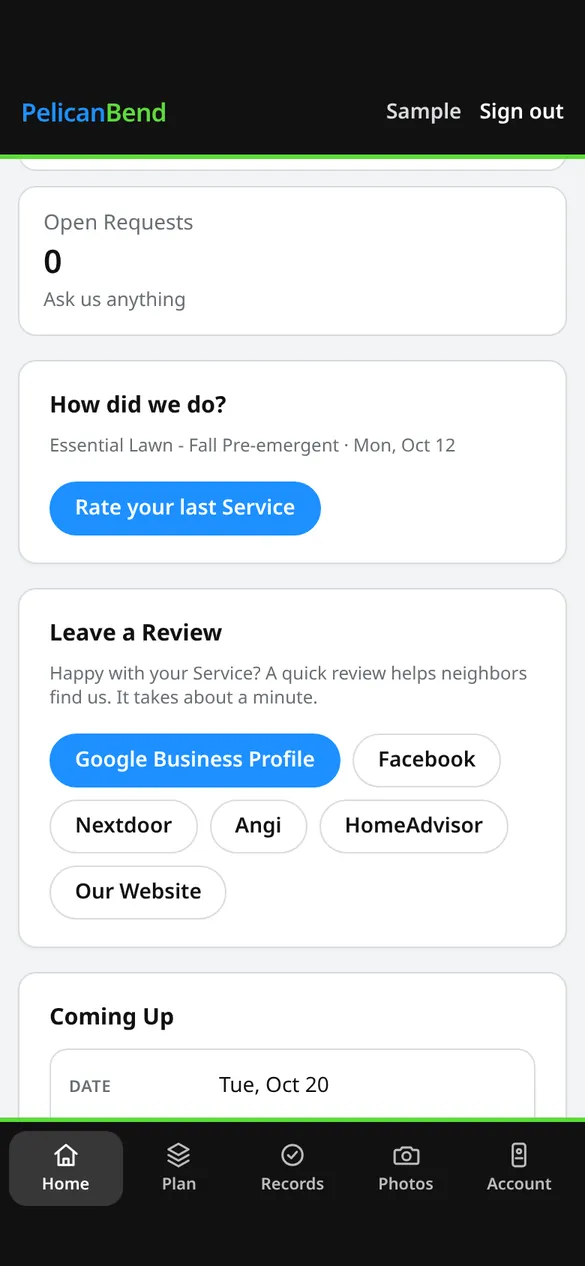 Reviews on a phone (demo company)
